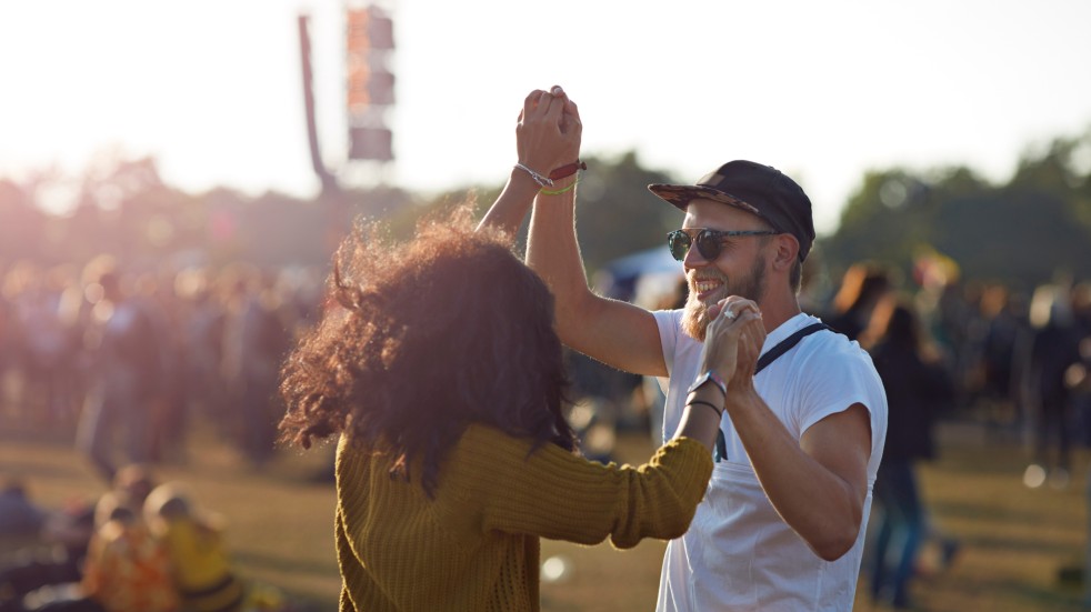 Couple dancing at festival